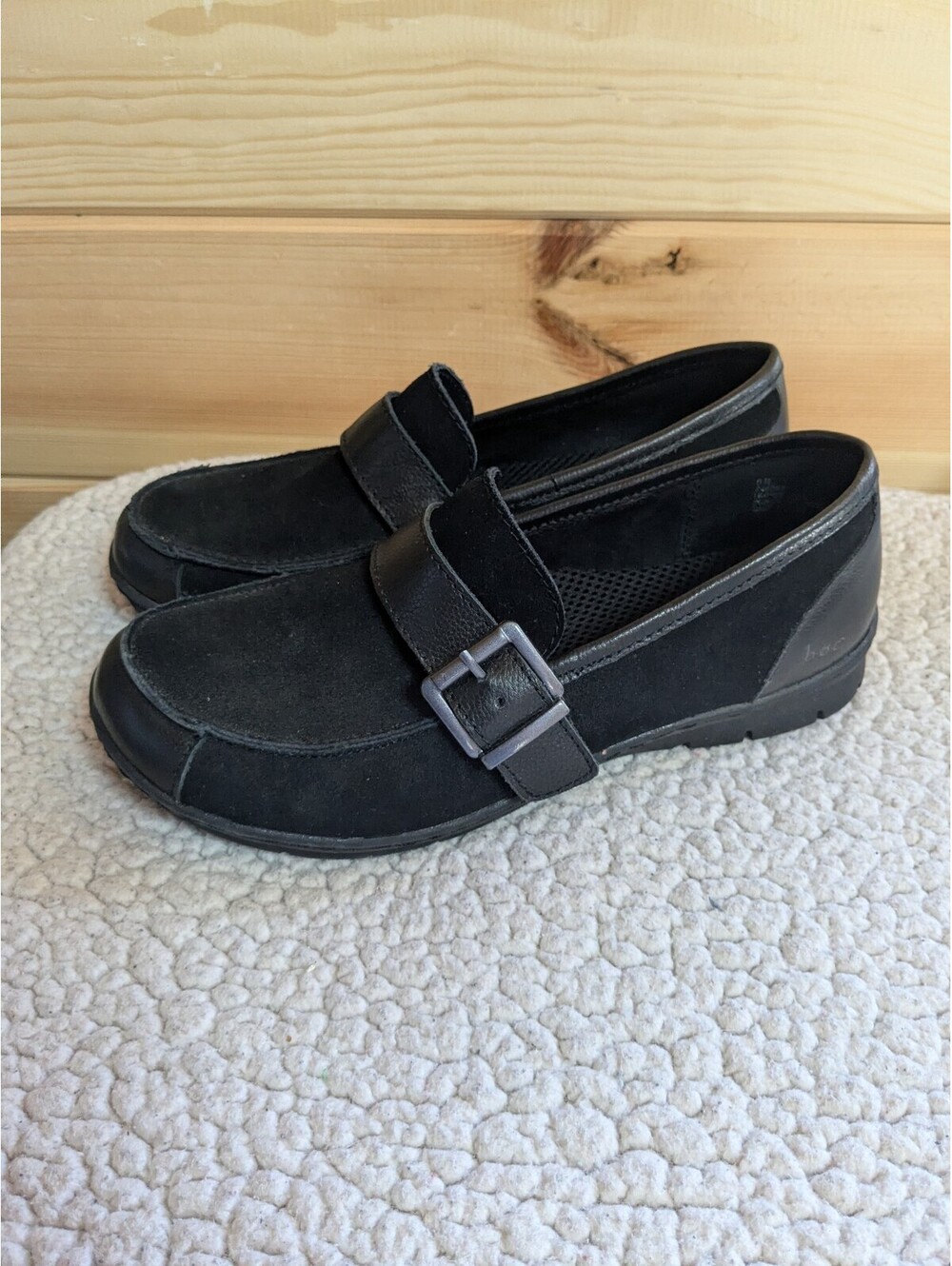 b.o.c Women’s Loafer Flat Black Leather 8M